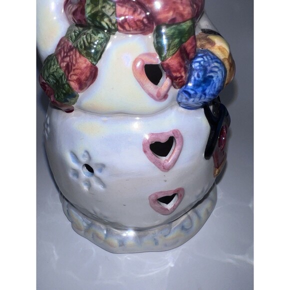 Ganz Iridescent Ceramic Snowman Tealight Candle Holder Cardinal Birdhouse 6 Inch - Picture 3 of 10